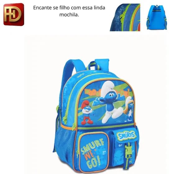 mochila do Smurfs-clio.mochilas escolares, mochilas infantis,mochilas de personagens,mochilas de costas.mochilas juvenil