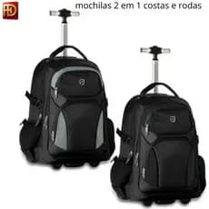 Mochila 2 em 1 Rodinhas e De Costas Dia a Dia Viagens Resistente Prática Bolsa Social Puxador De Aço Escolar Faculdade