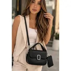Bolsa Estruturada Feminina Com Forro Transversal Tote Alça Regulável Com Mini Porta Cartão