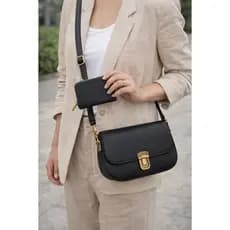 Bolsa Feminina Transversal Com Bolsinha Porta Cartão Fecho Prático Bolsa Média Versátil