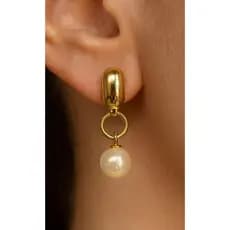 Par Brincos folheado ouro 18 k pérola noiva 7mm 10mm 12mm pérola grande 33006
