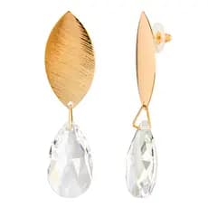 Par Brincos Folheado Ouro Gota Cristal 33116 Miri Morena