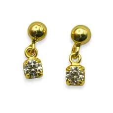 Par Brincos Folheado Ouro Bolinha Pedra Strass Pequeno 33077 Miri Morena
