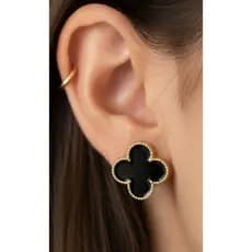 Par brincos folheado ouro trevo 4 folhas com resina tamanho 1,7cm presente festa 33203 Miri Morena