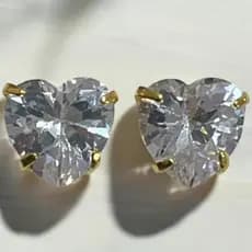 Par Brincos Folheados ouro 18 Antialérgico Coração Zircônia 8mm 33041