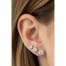 3 pares de brincos trio com pedras strass folheado a prata Miri Morena 33252
