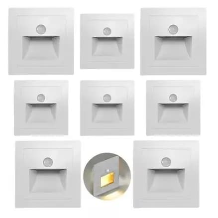 KIT 8 Balizador Lâmpada Luminária Sensor de Movimento Infravermelho LED Sensor de Presença PIR - CH234