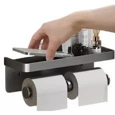 KIT 2 Porta Papel Higiênico Com Prateleira Suporte Para Celular ou Acessórios CH241