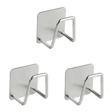 Suporte Adesivo Inox Kit 3 Gancho Esponja Acessórios CH115