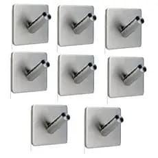 KIT 8 Gancho Cabide Inox Adesivo Multiúso Porta Utensílios Cozinha Banheiro Escritório Loja - CH52