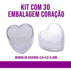 Kit 30 Embalagem Coração Acrilico Cristal Branco Pequeno