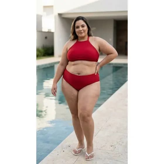 Biquíni Feminino Com Forro Hot Pants Cintura Alta (tamanho 36 Ao 56) Roupa De Banho Biquini Plus