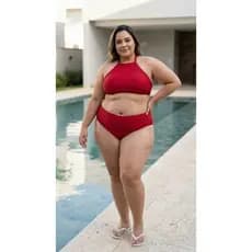 Biquíni Feminino Com Forro Hot Pants Cintura Alta (tamanho 36 Ao 56) Roupa De Banho Biquini Plus