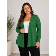 Cardigan Feminino Plus Size Lanzinha Casaco Alongado Manga Longa Inverno M AO G2