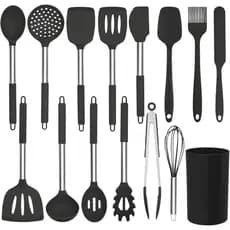 Kit Cozinha De Silicone Cabo De Aço Inox 15 peças Grande Alta Qualidade
