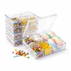 Kit 5 a 30 Caixas Organizadoras 6 Divisórias Festa Porta Doces Brigadeiro Bijuteria Mesa Decorada