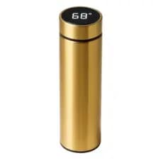 Garrafa Térmica com LED e Termômetro (500ml) - Dourado