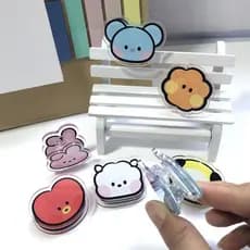 Papelaria KPOP BTS BT21 Clipe de arquivo acrílico de desenho animado