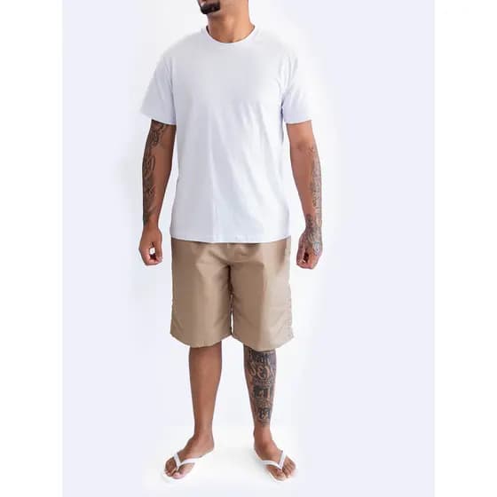 Bermuda Tecido de Tactel CDP Jumbo Básica Masculina Sem Bolso