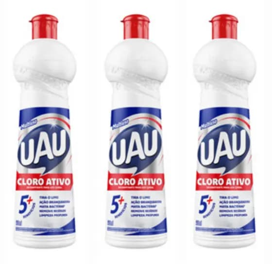Kit C/ 3 Cloro Ativo Limpador Multiso Uau Esqueeze 500ml 5 Em 1 Envio Ja PROMOÇÃO