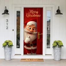 Capa Para Porta Painel de Mesa Natalina Papai Noel