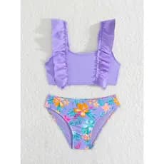 CN VEST - CONJUNTO DE PRAIA INFANTIL FEMININO COM BABADINHO E CALCINHA COM ESTAMPA FLORAL - I3044