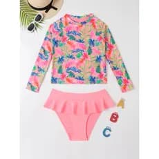 Conjunto Infantil Masculino Roupa De Banho Estampa Dinossauro Praia Verão 2023 A2072/  Biquíni Infantil Estampado Manga Comprida A2011
