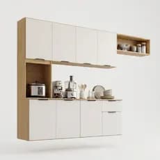 Cozinha Compacta Aura 8 Portas com Nicho Integrado Praticidade Fácil Limpeza