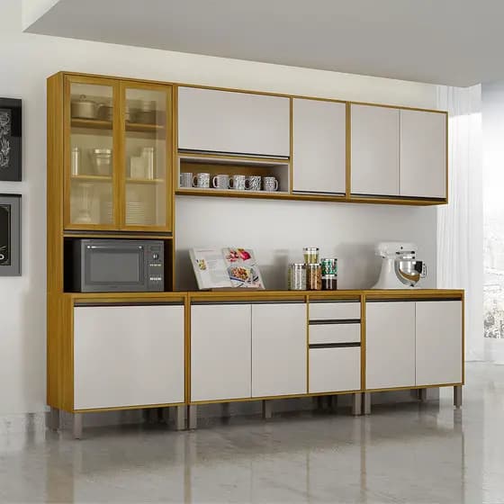 Cozinha Completa Nala Com Cristaleira 5 Peças 12 Portas Mobilihouse