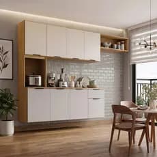 Cozinha Compacta Aura 8 Portas com Nicho Integrado - Cinamomo / Off White