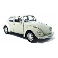 Carrinho De Ferro Fusca Clássico 1/32 Miniatura Coleção Branco
