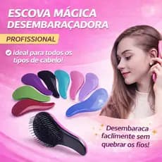 scova Mágica Anti Quebra Desembaraça Fácil Cabelo Cacheado Crespo e Liso