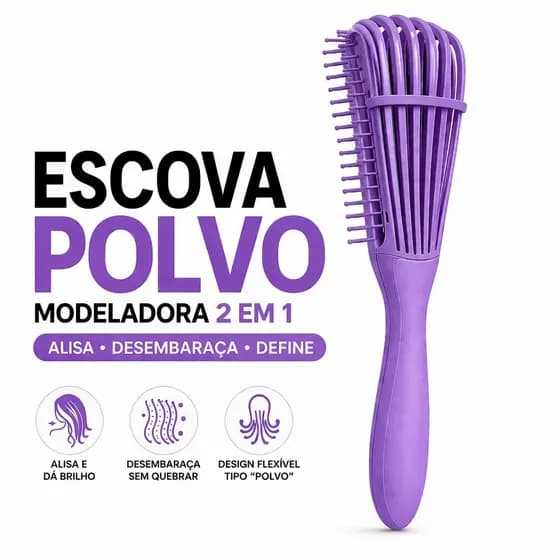 Escova Polvo 2em1 Multifuncional para todos os tipos de cabelo Define, Finaliza