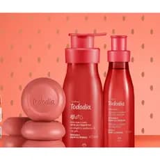 Morango e Baunilha Dourada com Hidratante, Body Splash e Sabonete Natura Todo dia