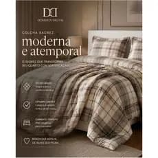 Colcha Digital Elegance King Xadrez Taupe