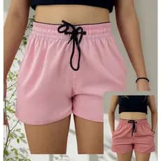 Kit 2 Shorts Feminino Tactel Elastano Treino Praia Com 2 Bolsos lateral