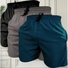 KIT 3 SHORTS maurisinho tactel com elastano casual praia academia foteball com 2 bolsos lateral