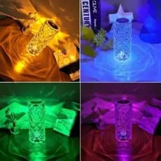 Luminaria Mesa Led Multicor Cristal Usb Decorativa Portatil Compacta 21cm