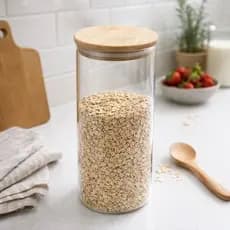 Pote Hermetico Vidro Borossilicato Tampa Bambu 1800ml Armazenamento Organizador Alimentos