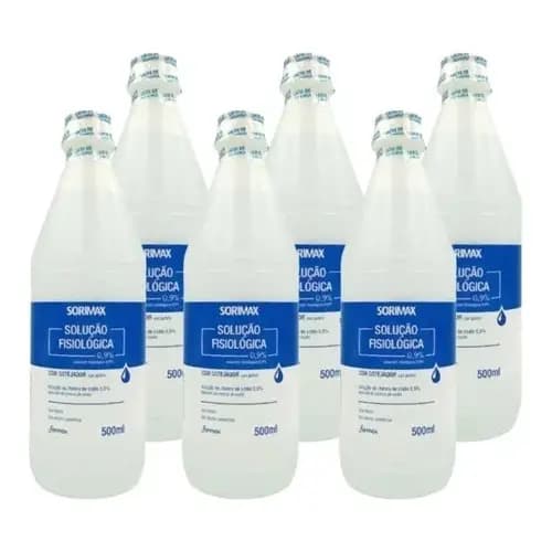 Kit Com 6 Soro Fisiológico 0,9% Com Gotejador 500ml  Atacado