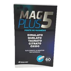 Mag Plus 5 60 Caps 550mg Magnésio Dimalato Quelato Herbamed Sabor Sem sabor