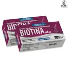 Kit 2x Vitamina Biotina 45µg Cabelos e Unhas 60 Comprimidos - Arte Nativa