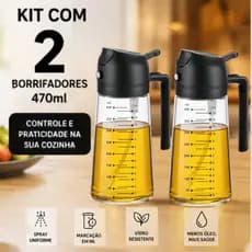 Spray Dosador de Azeite 2 em 1 | Borrifador de Óleo Vinagre Vidro para Cozinha