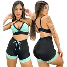 Conjunto De Academia Fitness Treino Feminino Crossfit Cintura Alta