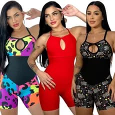 Macaquinho De Academia fitness Shortinho Estampado