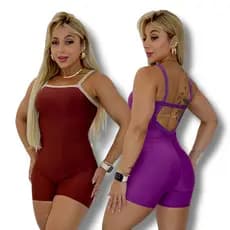 Macaquinho Feminino De Academia Curto Fitness Shortinho Liso