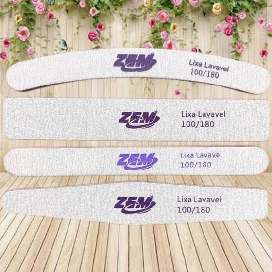 kit c/5/10  Lixa Banana/Boomerang/Caixa-ZEM 100/180 Unha Porcelana Acrygel Fibra