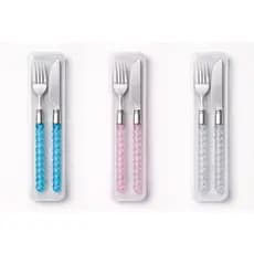 Jogo Talher Cristal Fofo Estojo Garfo Faca Viagem jogo talheres 2 peças inox com estojo! Composto garfo e faca.