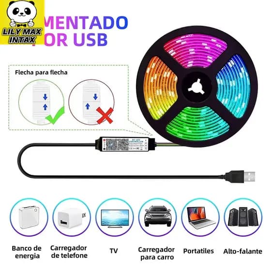 FITA LED 5050 Rgb Led Bar Light Música Mudança De Cor Sincronizada, Quarto Led Bar Light Decoração De Casa Festival De Festa,Fita LED 5050 Super Led Ultra RGB 5M 12v 300 Leds | Fita + Controle + Fonte | 16 Cores IP20 Pronta Entrega