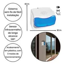 Sensor De Presença Campainha Anunciador Sem Fio 36 Toques Premium